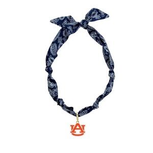 Elegant Navy Blue Bandana Necklace with Charm